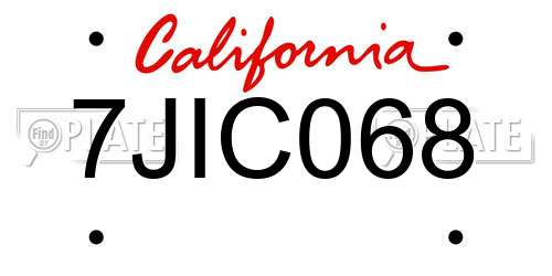 7JIC068 California License Plate