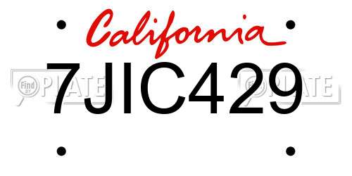 7JIC429 California License Plate