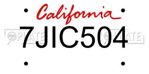 7JIC504 California License Plate