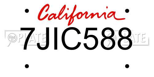 7JIC588 California License Plate