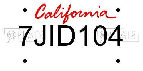 7JID104 California License Plate