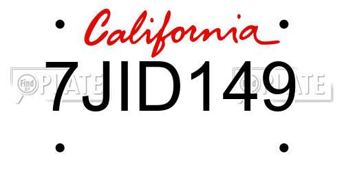 7JID149 California License Plate