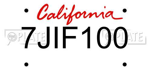 7JIF100 California License Plate