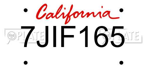 7JIF165 California License Plate