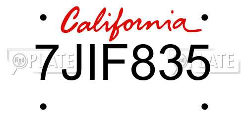 7JIF835 California License Plate