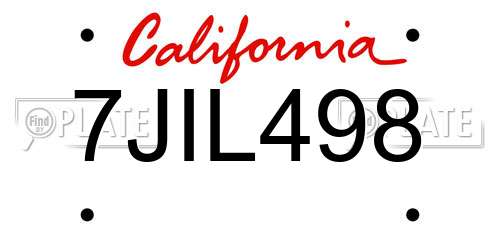 7JIL498 California License Plate