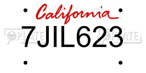 7JIL623 California License Plate