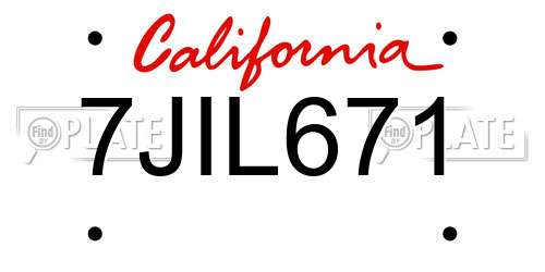 7JIL671 California License Plate