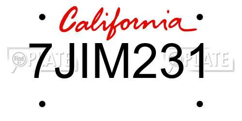7JIM231 California License Plate
