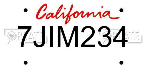 7JIM234 California License Plate