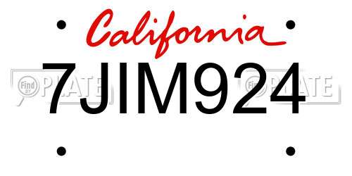 7JIM924 California License Plate