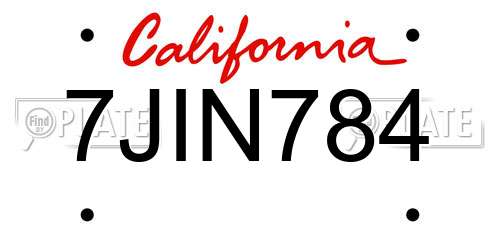 7JIN784 California License Plate