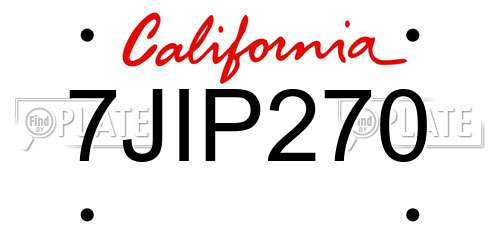 7JIP270 California License Plate