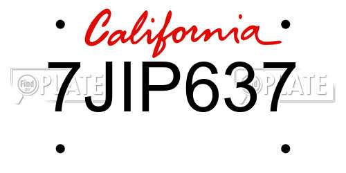 7JIP637 California License Plate