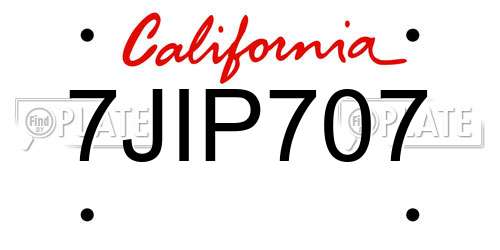 7JIP707 California License Plate