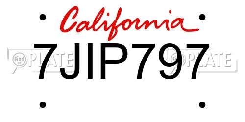 7JIP797 California License Plate