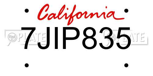 7JIP835 California License Plate