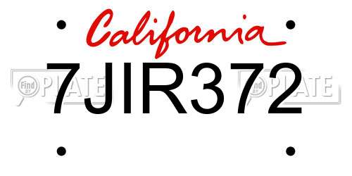 7JIR372 California License Plate