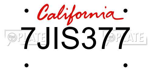 7JIS377 California License Plate