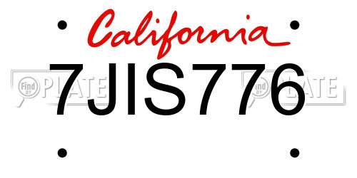 7JIS776 California License Plate
