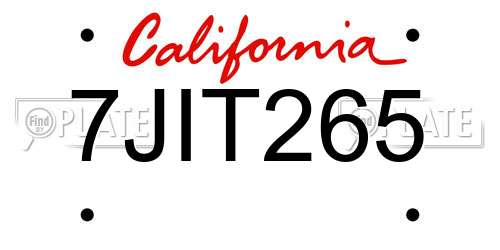 7JIT265 California License Plate