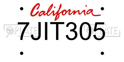 7JIT305 California License Plate