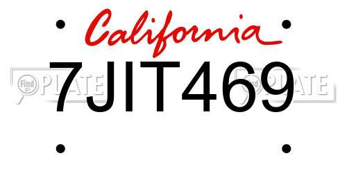 7JIT469 California License Plate