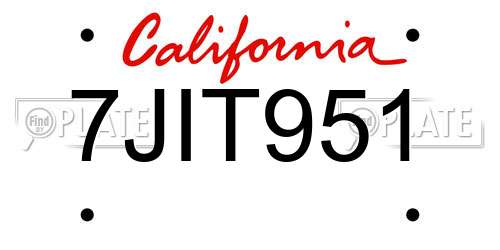 7JIT951 California License Plate