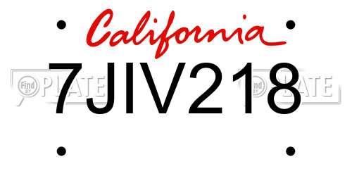 7JIV218 California License Plate