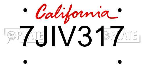 7JIV317 California License Plate