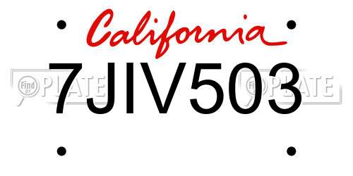 7JIV503 California License Plate