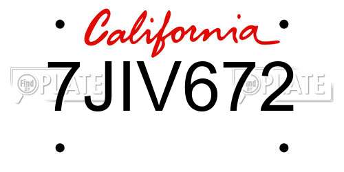 7JIV672 California License Plate