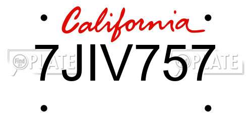 7JIV757 California License Plate