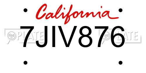 7JIV876 California License Plate
