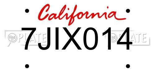 7JIX014 California License Plate
