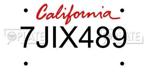 7JIX489 California License Plate