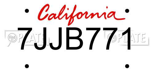 7JJB771 California License Plate