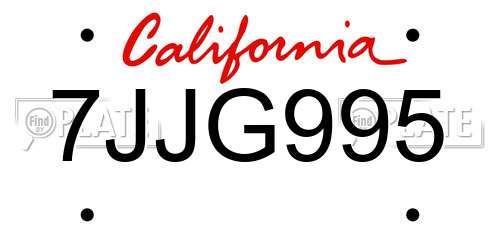 7JJG995 California License Plate
