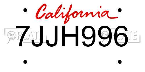 7JJH996 California License Plate