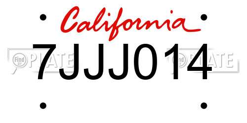 7JJJ014 California License Plate