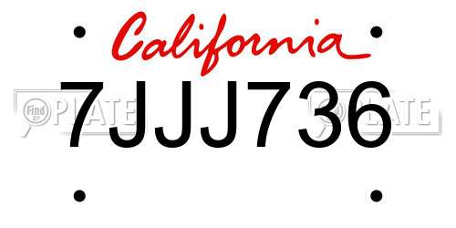 7JJJ736 California License Plate