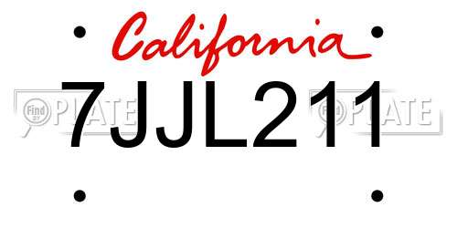 7JJL211 California License Plate