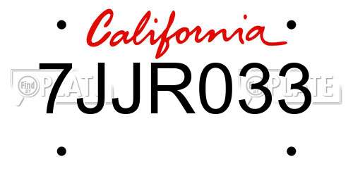 7JJR033 California License Plate