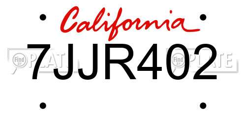 7JJR402 California License Plate