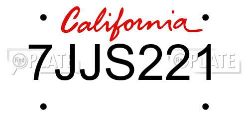 7JJS221 California License Plate
