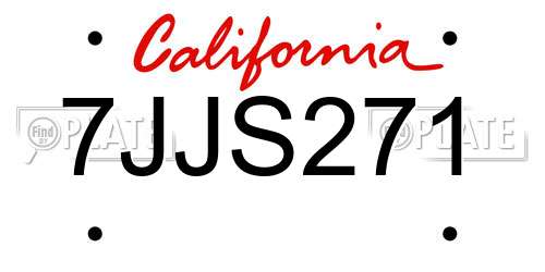 7JJS271 California License Plate