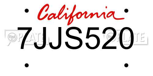 7JJS520 California License Plate