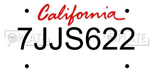 7JJS622 California License Plate