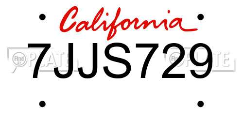 7JJS729 California License Plate