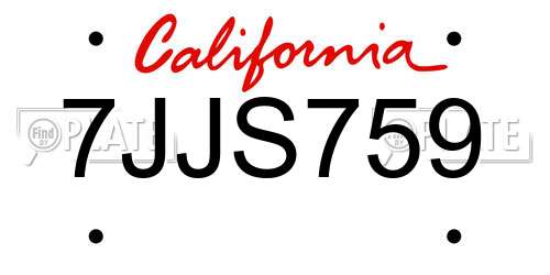 7JJS759 California License Plate